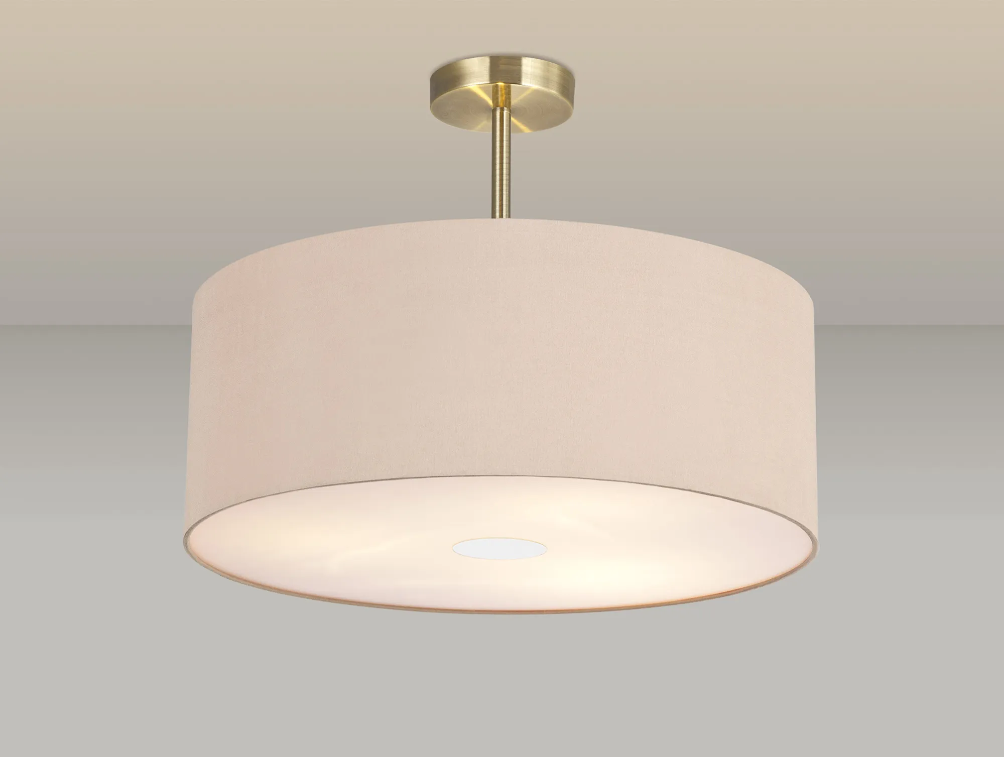 Baymont 50cm Semi Flush 3 Light Antique Brass, Antique Gold/Ruby, Frosted Diffuser DK0386  Deco Baymont AB AG